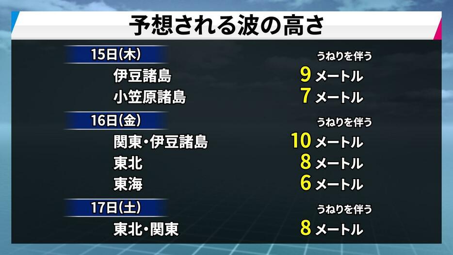 予想される波の高さ