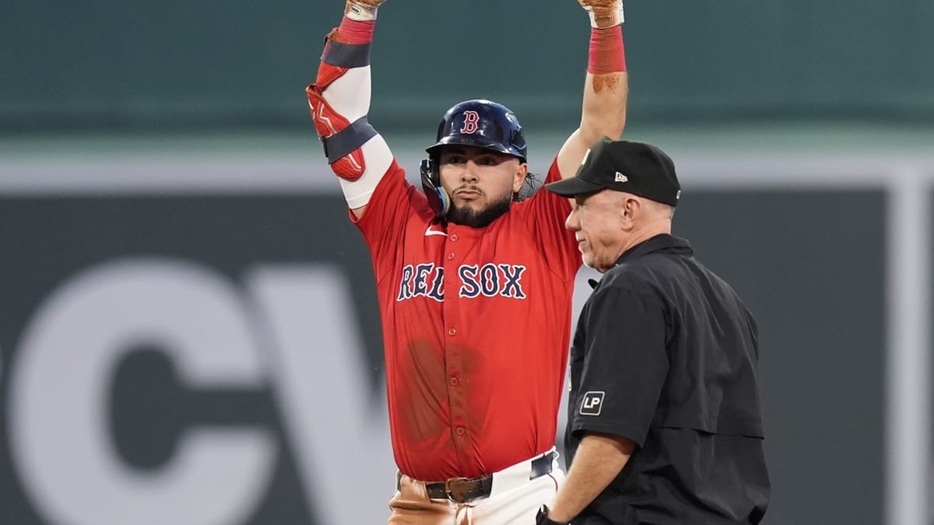 初回にタイムリー二塁打を放ったレッドソックスのウィルヤー・アブレイユ（MLB Advanced Media）