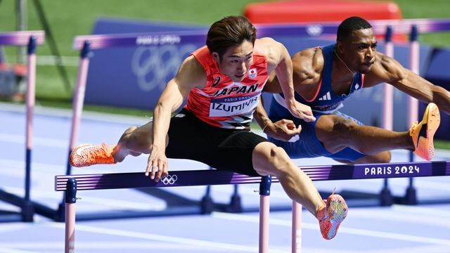 陸上男子110mハードルの泉谷駿介選手(写真:松尾/アフロスポーツ)