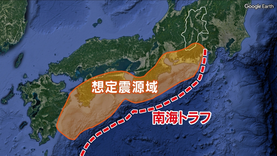 南海トラフ地震　想定震源域