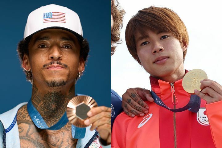 五輪２連覇の堀米と銅メダリストのヒューストン。(C) Getty Images