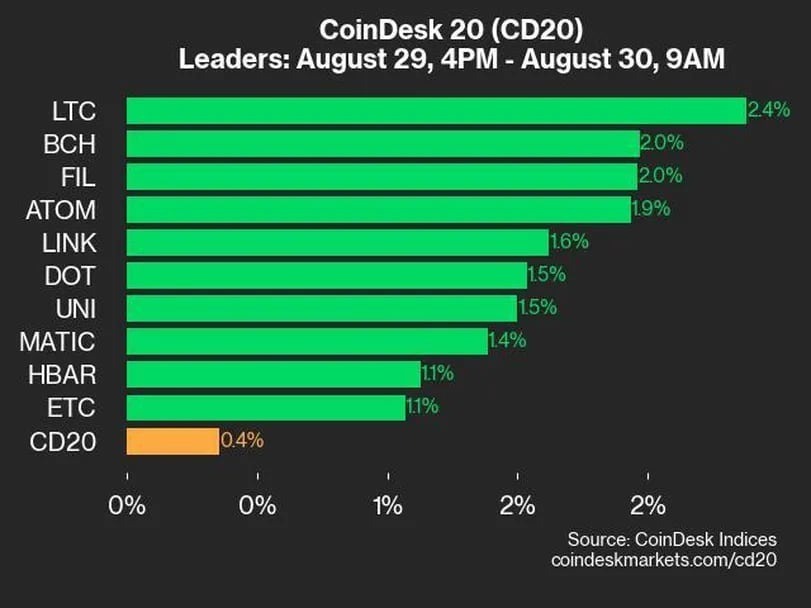 ライトコインとビットコインキャッシュが上昇：CoinDesk 20 パフォーマンスアップデート