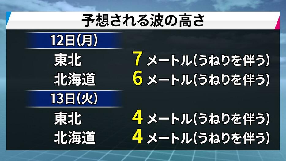 予想される波の高さ