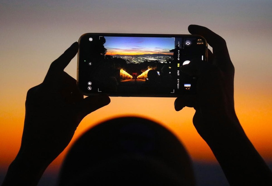 石段の中央部から絶景を写真に