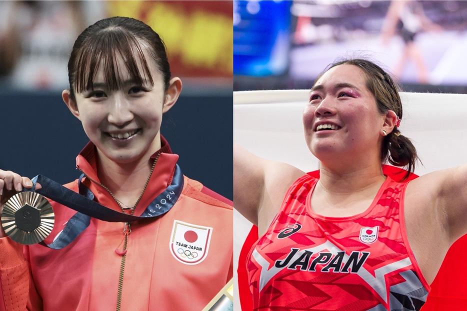 五輪舞台裏で早田ひなと北口榛花が大盛り上がり(C)Getty Images