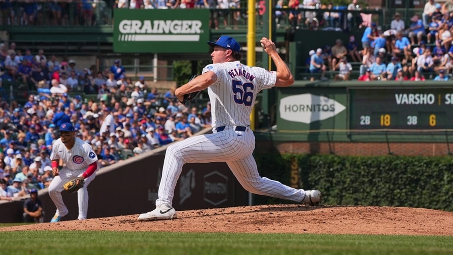 古巣相手に勝利投手となったカブス2番手のネイト・ピアソン（MLB Advanced Media）