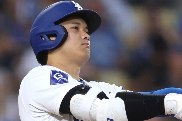 現地８月23日のレイズ戦で、サヨナラ満塁アーチを放った大谷。MLB史上６人目、史上最速で“40ー40”を達成した。(C)Getty Images