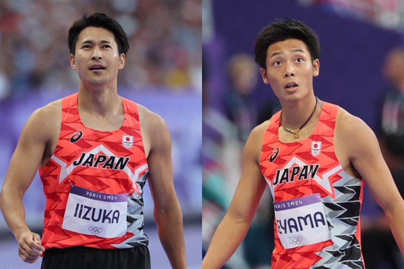 男子200mで敗者復活戦に回ることになった飯塚翔太と上山紘輝