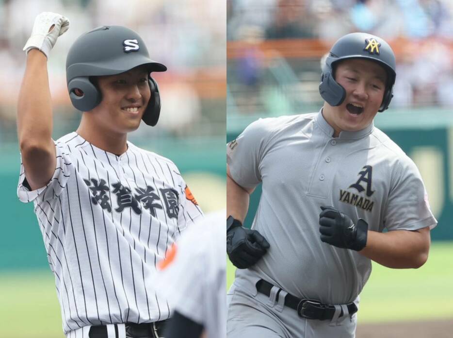 滋賀学園・岡田 幸大内野手（左）と・青森山田・原田 純希内野手（右）