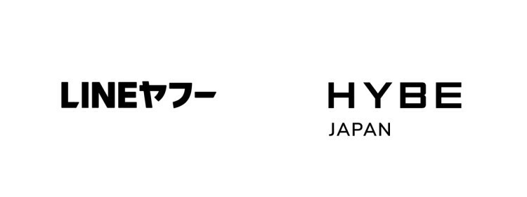 LINEヤフーとHYBE JAPANのロゴ。