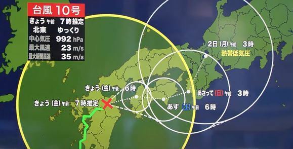 台風10号　予想進路　30日午前7時現在