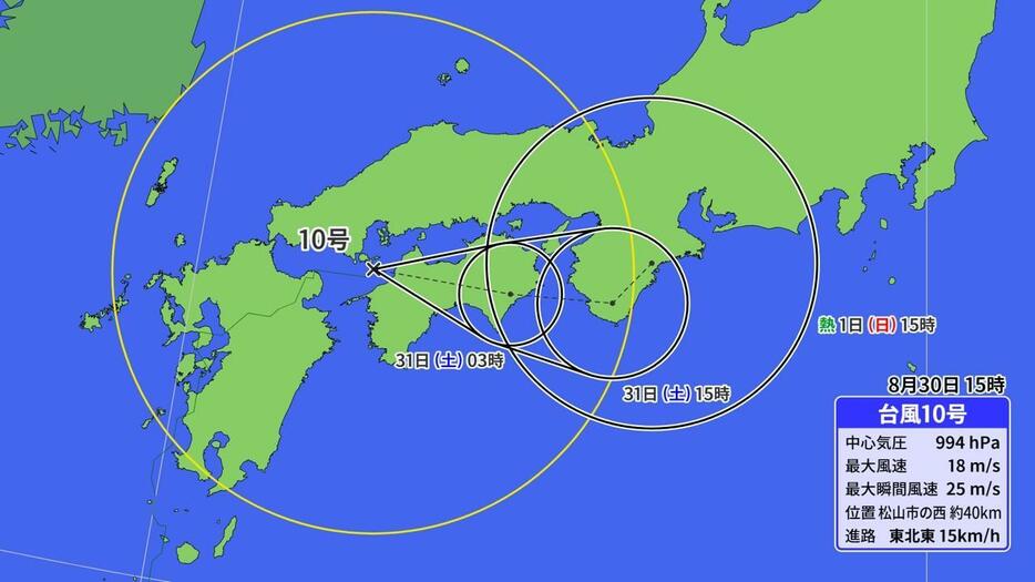 台風10号の予想進路