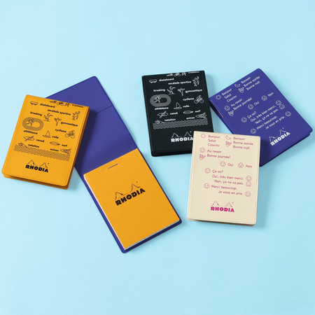 RHODIA 11 Cover Français vol.2（8×11cm）各990円。ブロックロディアNo.11（オレンジ方眼）付き。