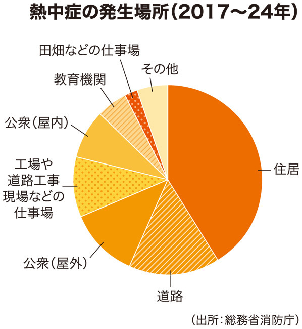 熱中症の発生場所（2017～24年）