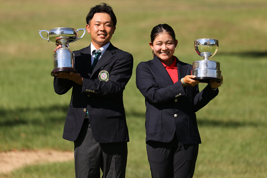 優勝した田村軍馬（左）と神谷桃歌（提供JGA）