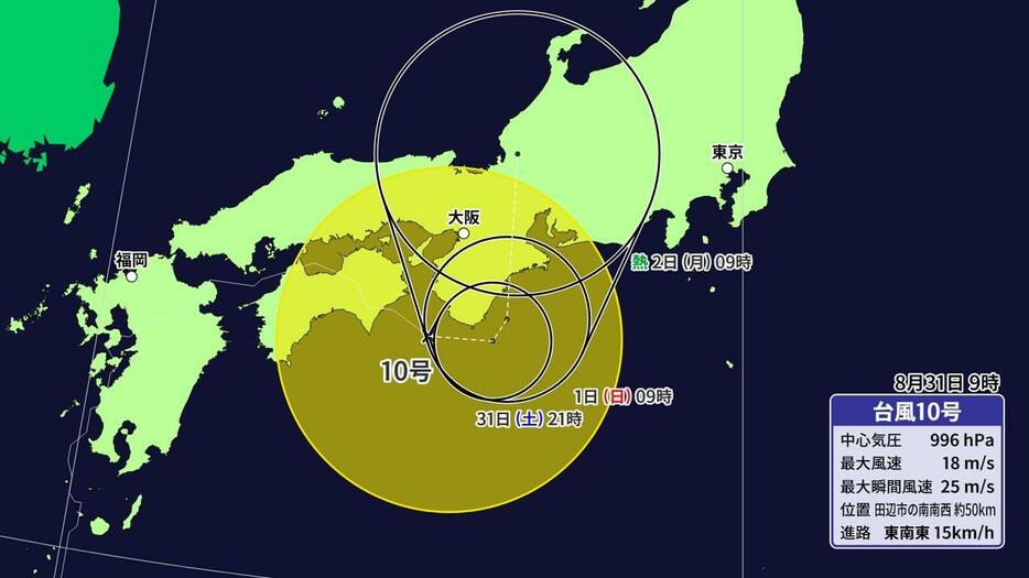 台風10号の予想進路