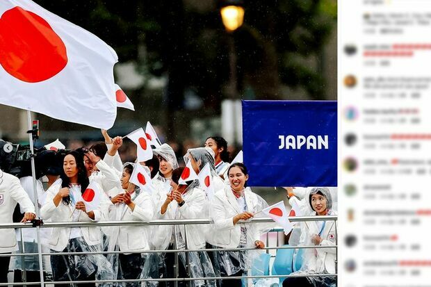 パリ五輪公式インスタグラムにて投稿された、日本選手団の開会式での様子