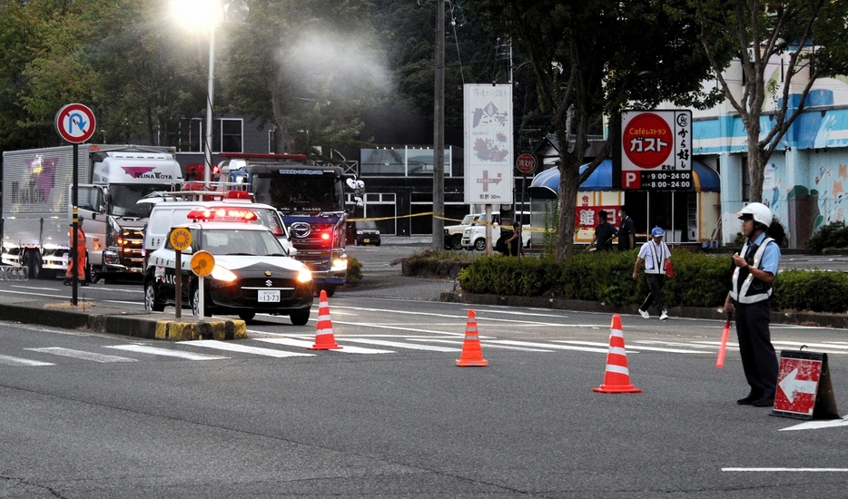 ひき逃げ死亡事件があったとみられる現場付近＝8月29日午前5時40分ごろ、福井県越前市横市町の国道8号