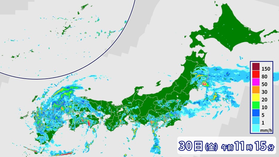 雨雲の様子(30日(金)午前11時15分)