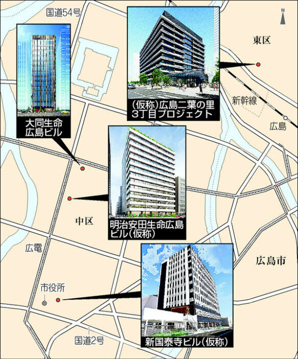 2025年に完成予定のオフィスビルの地図