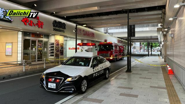 規制線が敷かれたJR浜松駅周辺（7月28日）