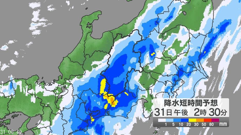 雨の予想（31日午後2時）