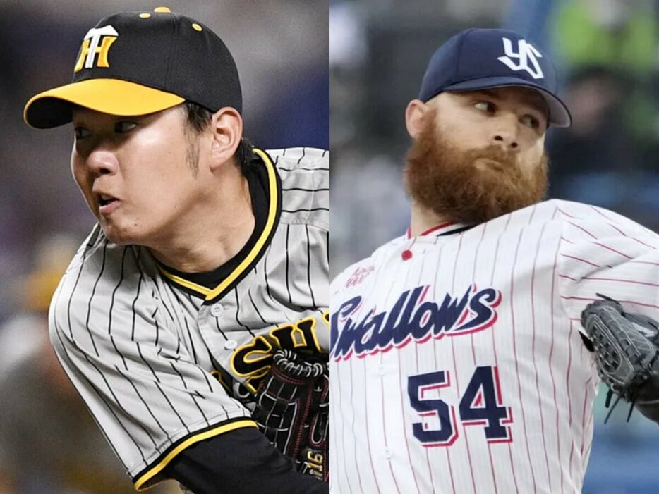 阪神・西勇輝、ヤクルト・サイスニード (C)Kyodo News