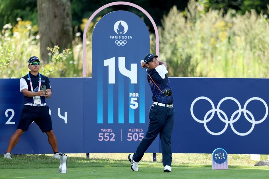 練習ラウンドをする松山英樹(PHOTO/Getty Images)