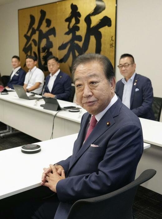 日本維新の会の勉強会に講師として出席した立憲民主党の野田元首相＝23日午後、国会