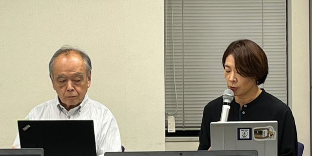 司会の清水勉弁護士（左）と基調報告を行った出口かおり弁護士（右）