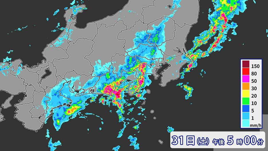 雨雲の様子(31日(土)午後5時)