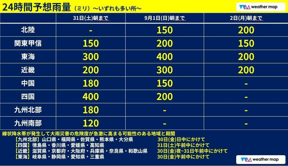 24時間予想雨量