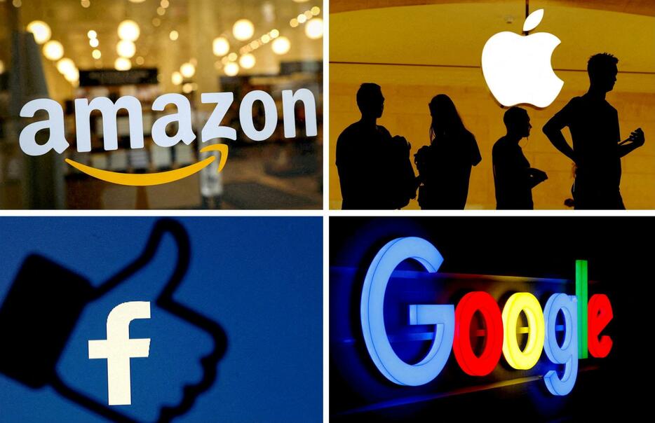 アマゾン・コム、アップル、フェイスブック、グーグルのロゴ（ロイター＝共同）