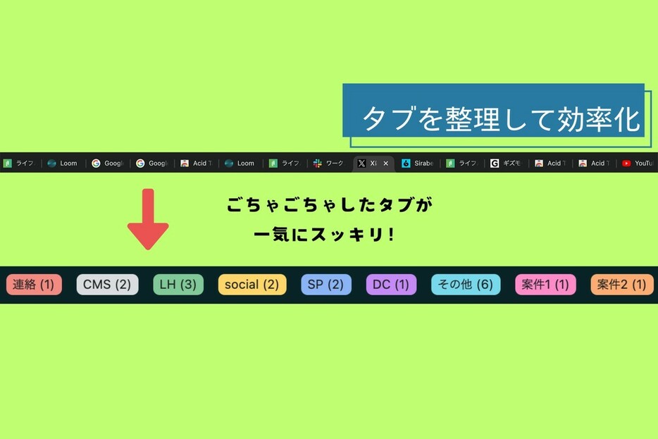 ブラウザ上のタブ管理を自動化しよう！Chromeの拡張機能「AcidTabs」を使ったら、画面がスッキリした