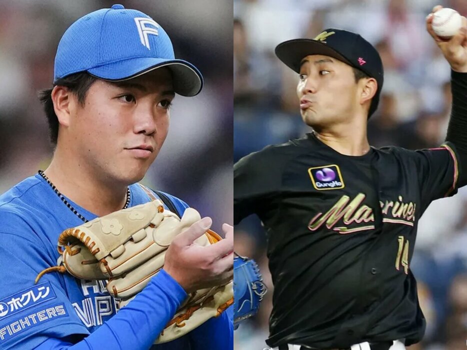 日本ハム・金村尚真、ロッテ・小島和哉 (C)Kyodo News