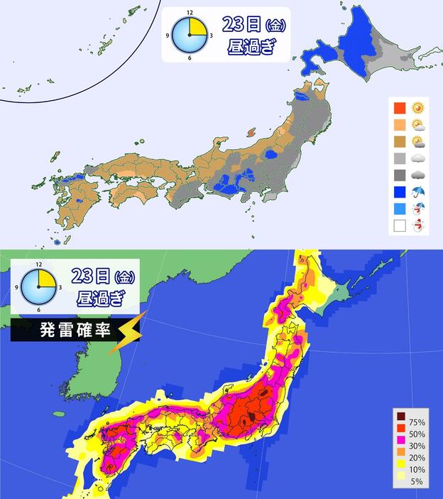 昼過ぎの天気と発雷確率