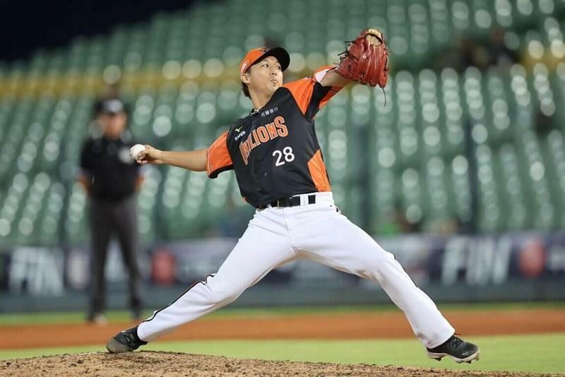 台湾プロ野球初勝利を挙げた高塩将樹（統一ライオンズ提供）