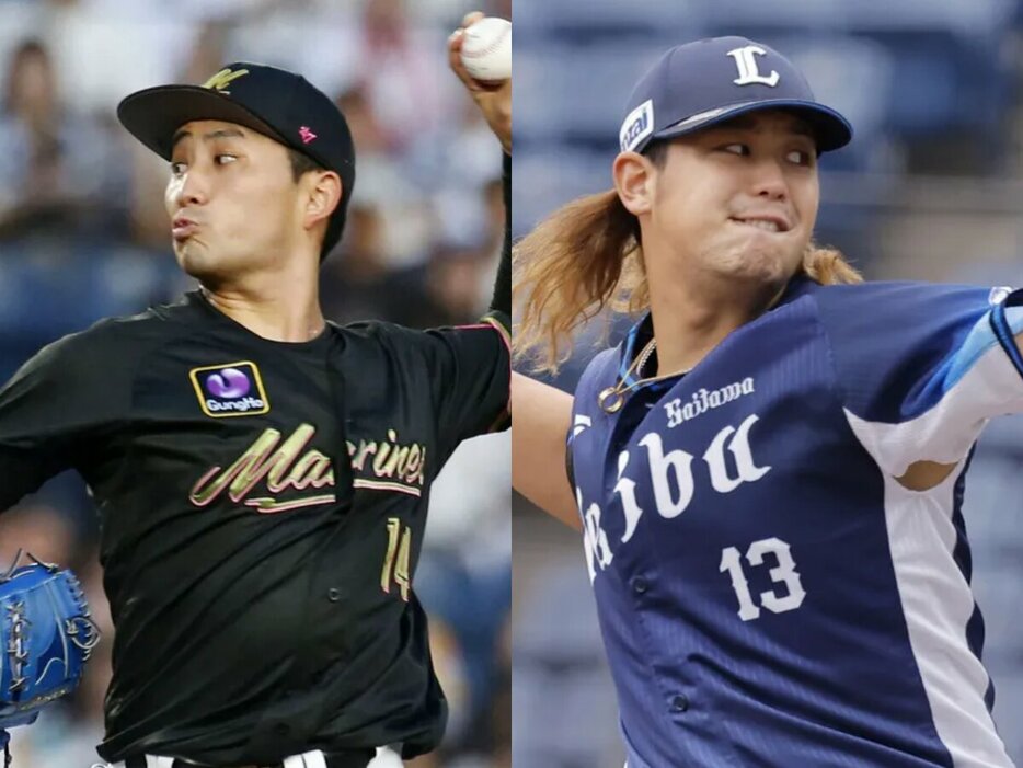 ロッテ・小島和哉、西武・髙橋光成(C)Kyodo News