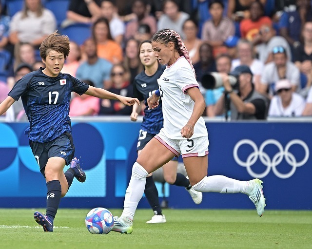 日本がアメリカ相手に先制を許す。写真：金子拓弥 (サッカーダイジェスト写真部／JMPA代表撮影)