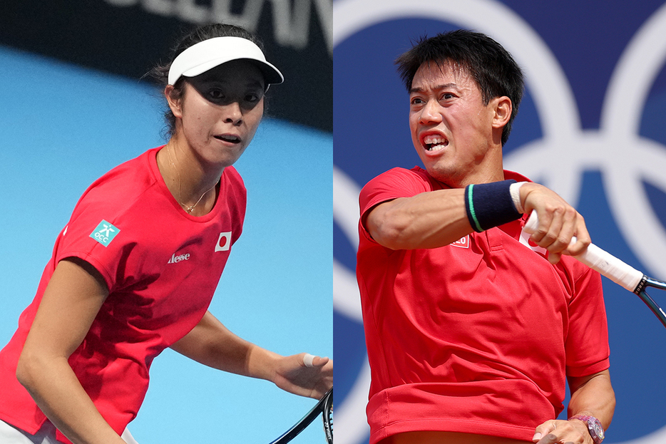 錦織圭（写真右／Photo by Getty Images）と柴原瑛菜（写真：田沼武男 Photo by Takeo Tanuma）