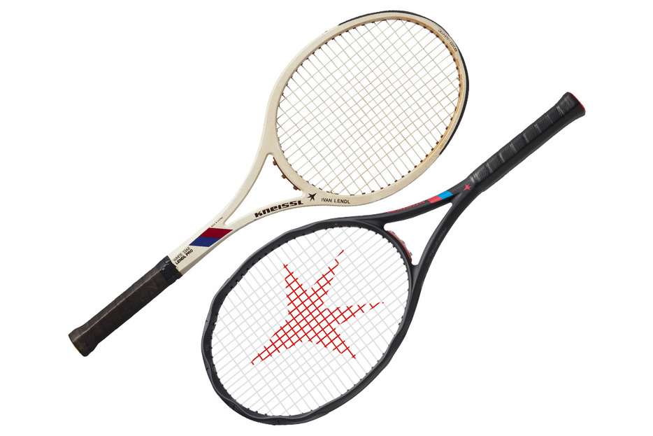 元世界1位のイワン・レンドルも使用したモデル「WHITE STAR LENDL PRO」（写真上）と新たに生み出した「PRIME STAR BLACK」