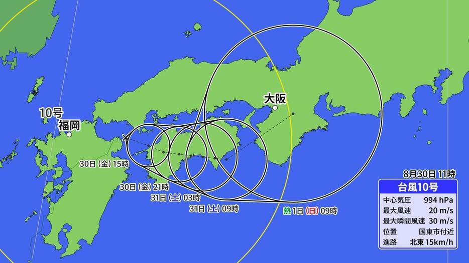 台風10号の予想進路