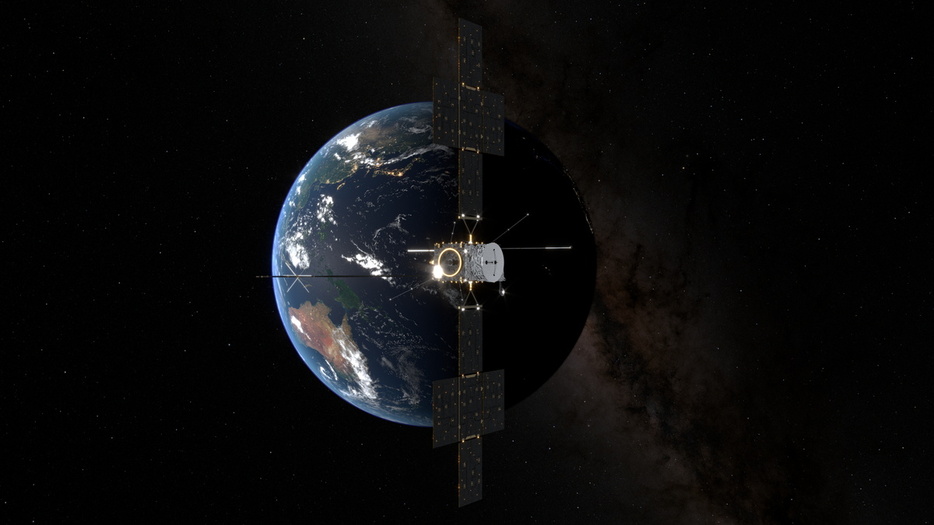 地球スイングバイを行う欧州宇宙機関（ESA）の木星氷衛星探査機「Juice」の想像図（Credit: ESA）