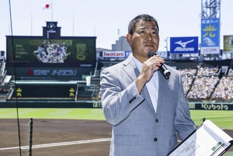 阪神甲子園球場開場１００周年カウントダウンイベントで思い出を語る福留孝介さん＝２０２３年８月１日、兵庫県西宮市