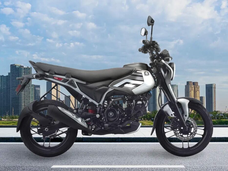 FREEDOM125 [Bajaj Auto] 横型のエンジンを採用し、CNGタンクのスペースを確保したフリーダム125。一見、空冷4スト125ccの4ミニだが、低コストでエコという特徴を持つ。