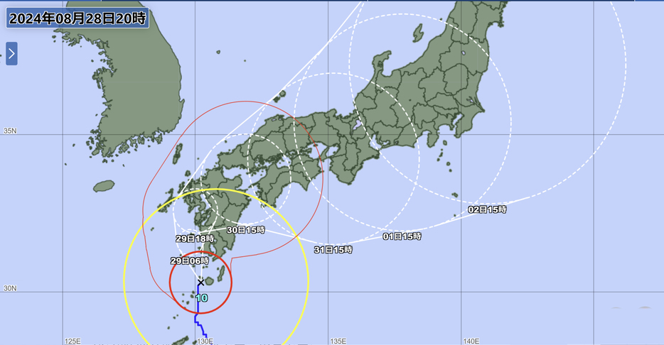 台風10号の予想進路図＝気象庁のHPから