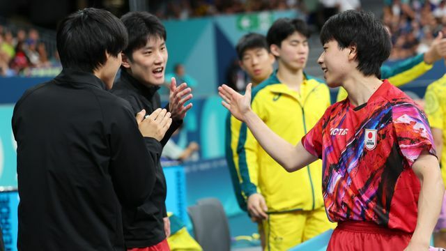 卓球男子日本代表の篠塚大登選手、張本智和選手、戸上隼輔選手（写真：長田洋平/アフロスポーツ）