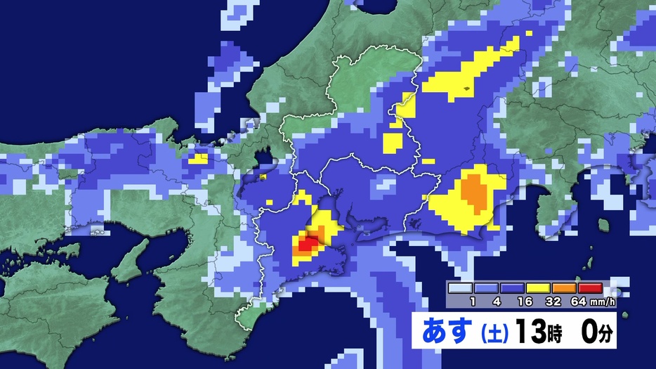 8月31日午後1時の雨の予想