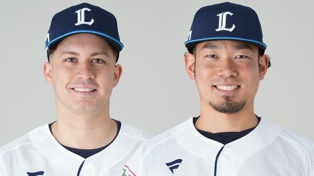 1軍に昇格したブランドン選手と田村伊知郎投手