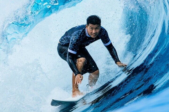 パリ五輪のサーフィン男子に出場した稲葉玲王。(C) Getty Images